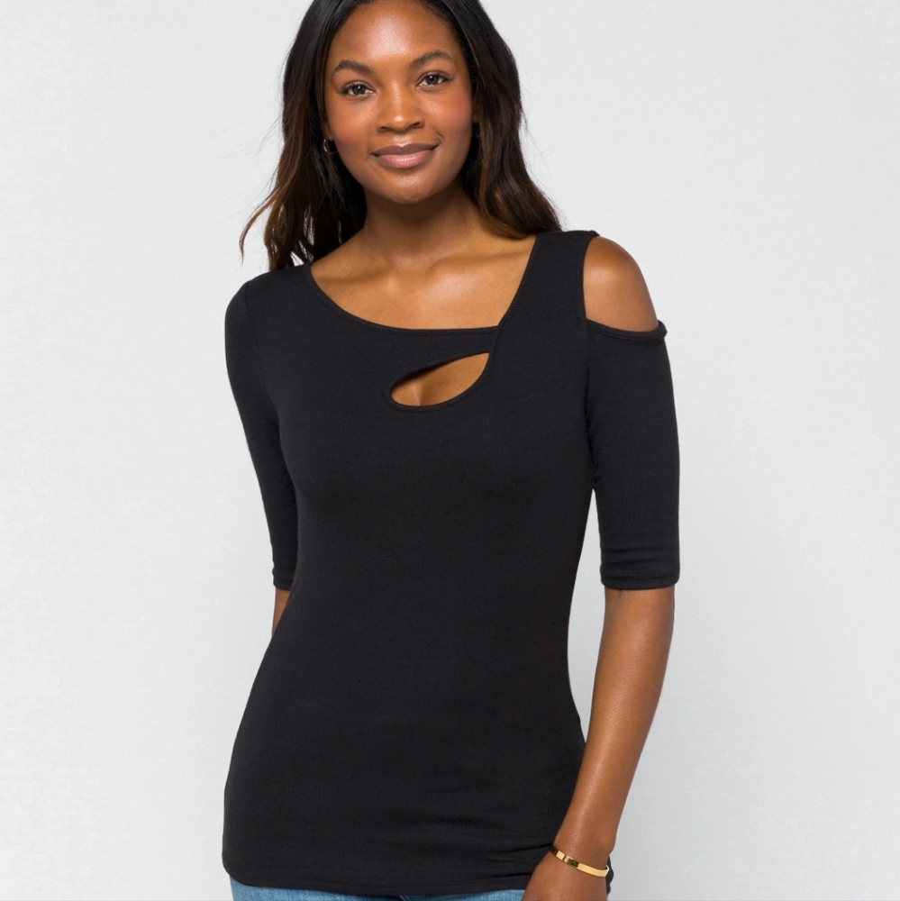 Goldray Garima Asymmetric cold shoulder top